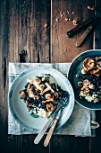 Celeriac puree, lentills, mushrooms, walnuts and fresh sage