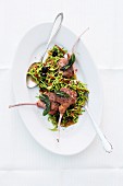 Lamb chops with herb noodles