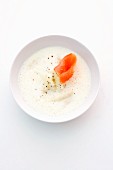 Asparagus soup with smoked salmon