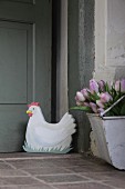 Hand-made fabric hen door stopper