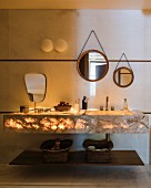 Illuminated marble wash stand