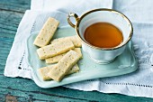 Quick and easy shortbread served with a cup of tea