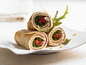 Pancake wraps with cheese and ham