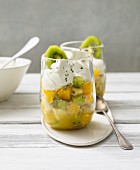 Exotic fruit salad with mint cream (lactose-free)