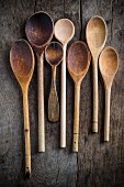Various old wooden spoons