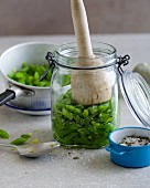 Fermented green beans with savory