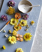 Self-dried sugared flowers