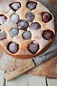 Sugar-free marzipan and plum cake