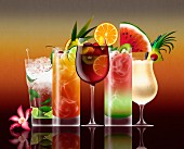 Assorted tropical cocktails