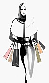 Portrait of elegant woman carrying shopping bags