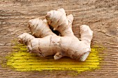 Ginger on a wooden background