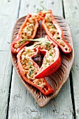 Red peppers filled with sheep's cheese and rosemary