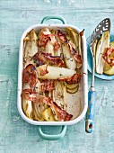 A chicory bake with bacon and date syrup