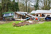Caravan park destroyed by flooding, UK