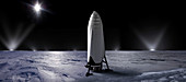 SpaceX's ITS spacecraft in outer solar system, illustration