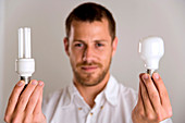 Man holding bulb