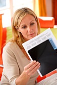 Woman with medical records