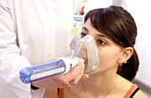 Woman during lung test