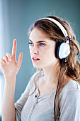 Woman during audiometry test