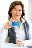 Woman with organ donor card