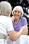 Elderly woman and daughter