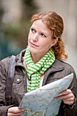 Woman using map
