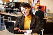 Woman using a netbook