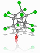 Chlordecone (kepone) organic compound molecule