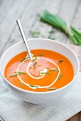 Cream of tomato soup with chives