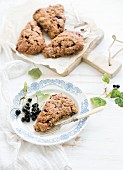 Black-currant scone bisquits with fresh garden berries