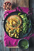 Dosa (pancake from fermented dough, India) with cauliflower