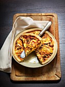 Munster cheese quiche with egg, leeks and caraway