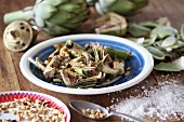 Fried artichokes with pine nuts
