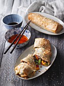 Mini Asian strudel filled with minced beef and vegetables