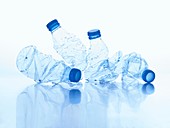 Crushed plastic bottles