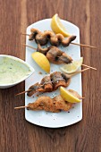 Trout satay with lemon and herb cream