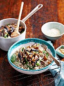 Oven-baked mushroom and spinach risotto