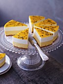 Passionfruit cake on a cake stand