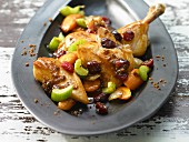 Chicken pot roast with cranberries and gingerbread crumbs