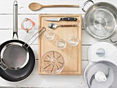 Various kitchen utensils for canning and preserving