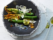 Grilled courgettes with pecorino
