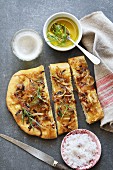 Focaccia bread with caramelized onions and rosemary