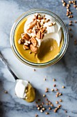 Pumpkin Butterscotch Pudding with Whipped Mascarpone and Toasted Buckwheat