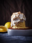 Lemon ice cream topped with a browned meringue