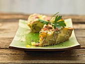 Frittata with white asparagus and ham