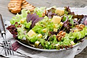 Salad with a walnut and cheese
