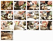 How to make miso soup with wakame algae, tofu and mushrooms (Asia)