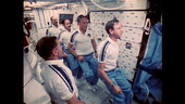 Astronaut military drill in zero gravity