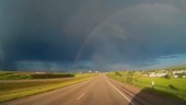 Rainbow from car, timelapse