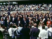 President Kennedy arrives at Rice Stadium, 1962